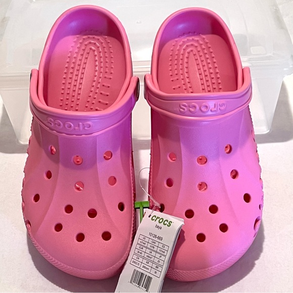 Crocs Baya Clogs & 10-Piece Food Lover Jibbitz Set in Pink Men’s 7/Women’s 9 - Picture 4 of 12